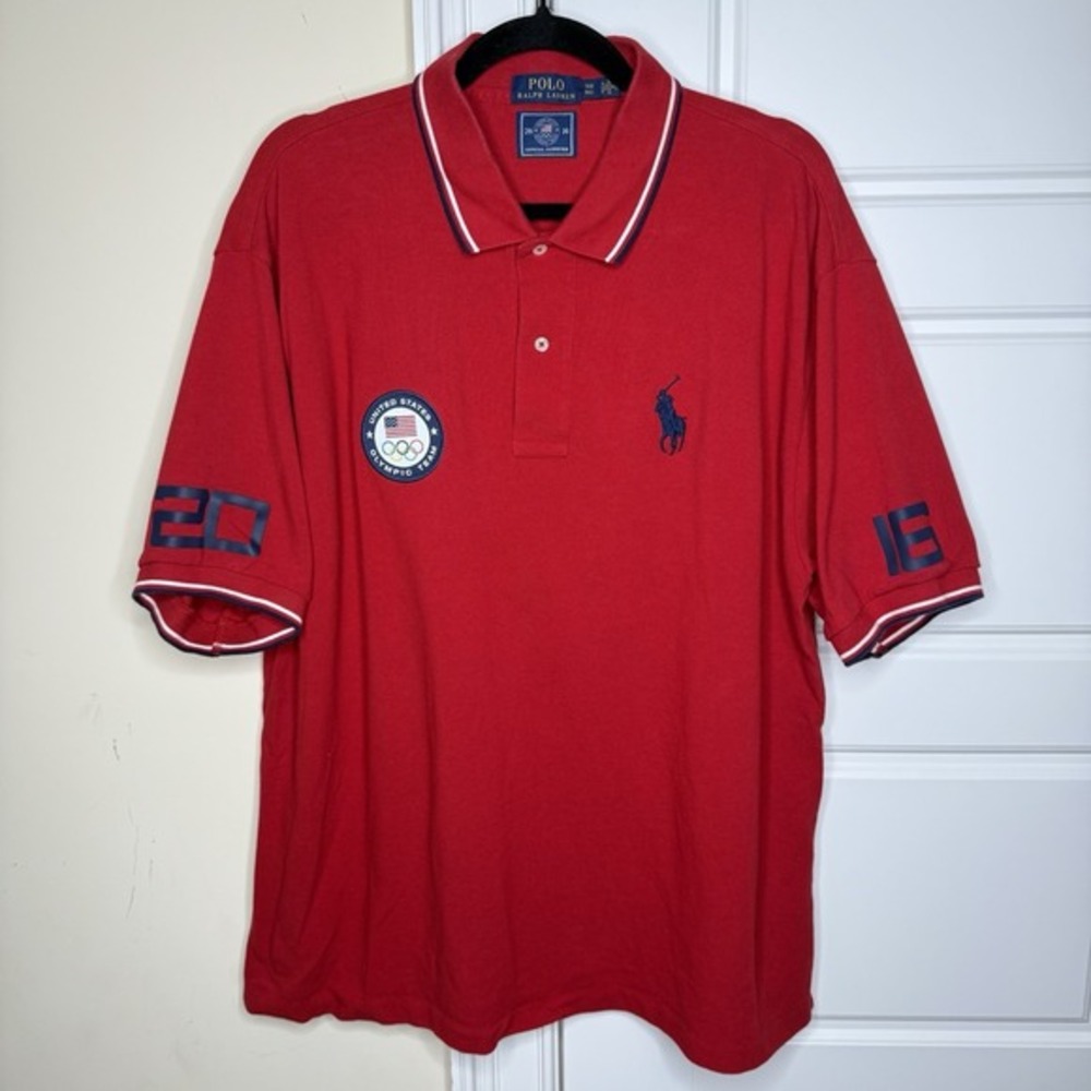 Ralph‎ Lauren Polo Shirt Men's 1XB Big Red USA Olympics 2016 Pony Short Sleeve